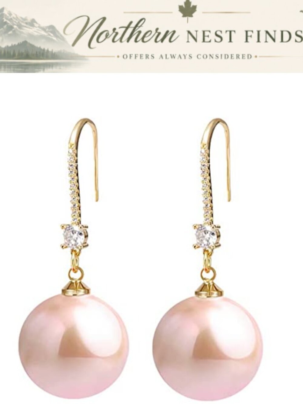 Sterling Silver 18k Gold Plated Pearl Drop Dangle Earrings Hypoallergenic